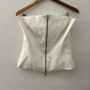 Zara Off-White Strapless Top with Silver Detail